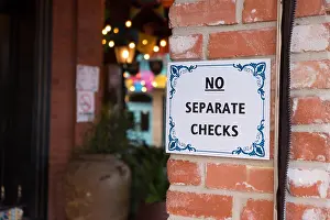 Baked Goods Prints: No Separate Checks Sign at Restaurant