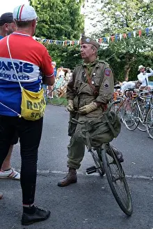 Bikes Prints: September 2021 - Actors in costume as a WW2 US soldier and cyclist at the Goodwood Revival