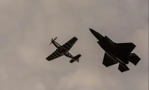 Stealth Prints: On September 22, 2016, a P-51 Mustang and an F-35 Lightning II conducted a flyover during the U