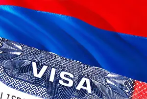 Citizenship Prints: Serbia Visa Document, with Serbia flag in background
