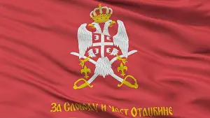Serbian Prints: Serbian Armed Forces Reverse Flag, Closeup View, 3D Rendering