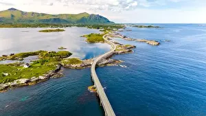 Norways Prints: Serene Coastal Drive Through Norways Islands, Atlantic Ocean Road Norway