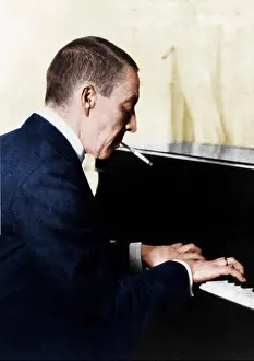 Smoker Prints: Sergei Rachmaninov at piano with cigarette holder