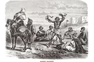 Acts Prints: serpent charmer snakes snake horse fear Traditional costume wild Outdoor music basket Snake charming is the practice of