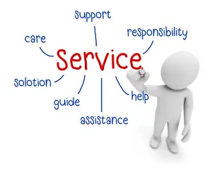 Assist Prints: service text, business man writing service concept