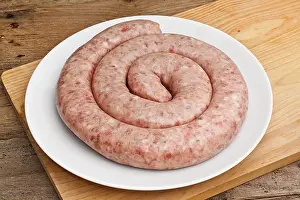 Coil Prints: Serving of Traditional Cumberland Sausage uncooked in a coil fresh from the butchers
