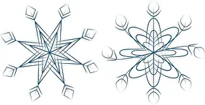 Billboards Prints: Set of 2 patterned unusual variation of snowflake