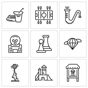 Chess Prints: Set Of 9 simple editable icons such as Popcorn