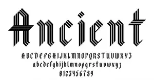 Lowercase Prints: Set of alphabets font letters and numbers antique vintage blackletter concept vector illustration