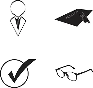 Digitally Generated Image Prints: Set of business icons