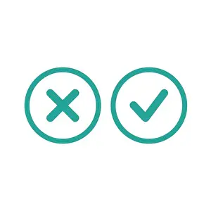 Refuse Prints: Set of check mark icons. rounded blue tick and cross in circle