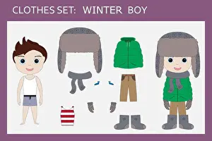 Expressions Prints: A set of clothes for a little cheerful boy for winter: T-shirt