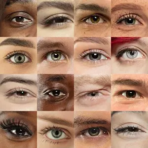Eyebrow Prints: Set, collage of different types of male and female eyes