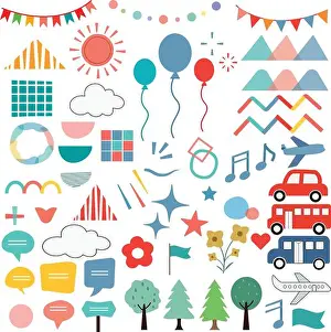 Vector Illustration Prints: A set of decorative, fun, and exciting images for kids
