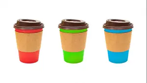 Bartender Prints: Set of different colored and blank Cardboard Coffee Cups isolated on a white background