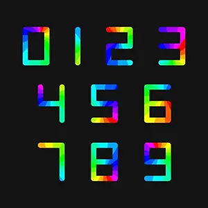 Varicolored Prints: Set of digital numbers rainbow on a black background, vector illustration