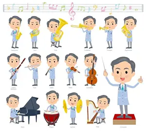 White Coat Prints: A set of doctor man on classical music performances