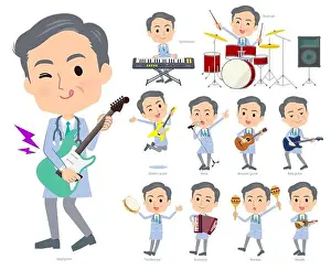 White Coat Prints: A set of doctor man playing rock n roll and pop music