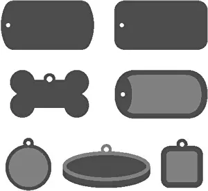 Pendant Prints: Set of dog tag id badges. Identification labels