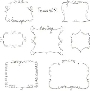 Miss Prints: set of doodle frames with love