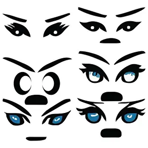 Tears Prints: Set of eyes face expressions vector file