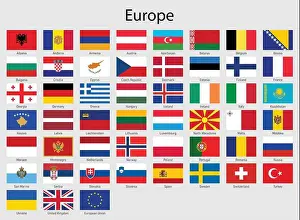 Luxembourg Prints: Set of flags European countries, All Europe flag collection