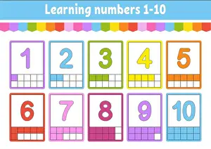 Flashcard Prints: Set flash cards for kids. Learning numbers 1-10