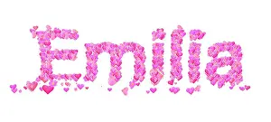 Emilia Prints: Name set with hearts decorative lettering type design