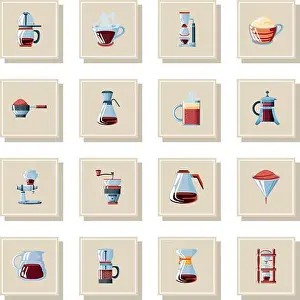 Maker Prints: set of icons with coffee brewing methods vector illustration design