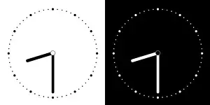 Timer Prints: Set of illustrations of a simple clock face of white and black with clock and minute hand - vector