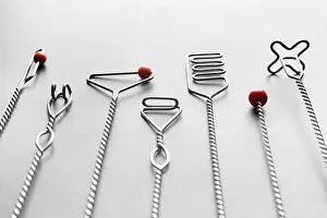 Therapist Prints: Set of logopedic probes for speech correction on grey background