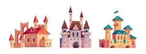 Stronghold Prints: Set of medieval castles isolated on white background