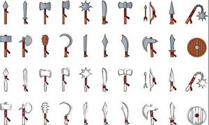 Lance Prints: Set of medieval weapons icons Vector