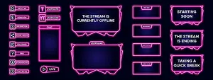Gamer Prints: Set of modern design element for overlay game streaming screen panel