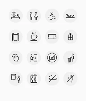 Pictograms Prints: Set of pictogram icons related to museum