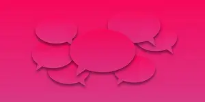 Bang Prints: Set of pink, purple or lilac color speech bubble text