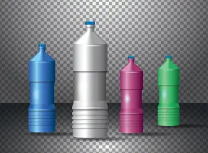Chemicals Prints: set of plastic bottles products vector illustration design