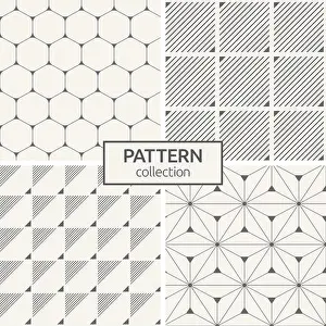 Rhombus Prints: Set of four seamless patterns. Abstract geometric trendy vector backgrounds