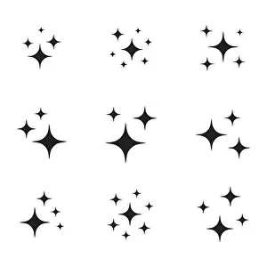Spark Prints: Set of shine icons, Clean star icons