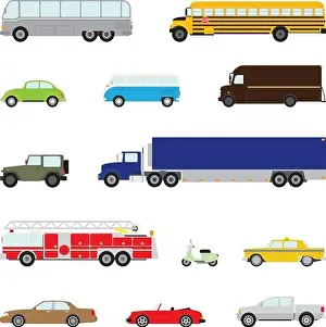 Offroad Prints: Set of thirteen motor vehicles, flat design, part 1