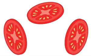 Isometry Prints: Set of tomatoes.Tomatoes cut.Fresh red vegetable.Isometry