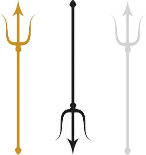 Pitchfork Prints: Set of Trident icons in gold, silver and black