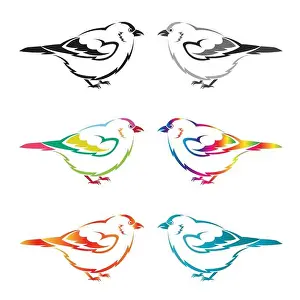 Cardinal Prints: Set of vector bird on white backgroundใ Easy editable layered vector illustration