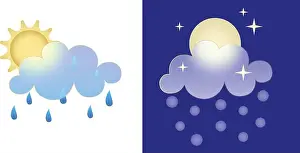 Thunderstorm Prints: Set of weather icons