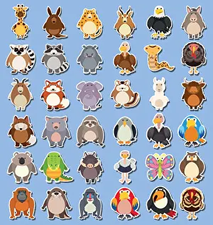 Raccoon Prints: Set of wild animal sticker