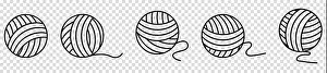 Thread Prints: Set of yarn ball icon. Line art style