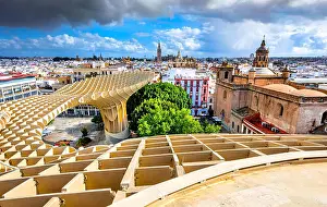 Iberia Prints: Seville, Spain. Aerial view from the Space Metropol Parasol (Setas de Sevilla)