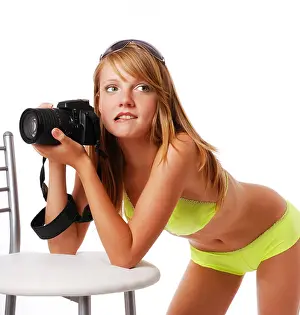 Bent Prints: Sexy girl with a DSLR camera
