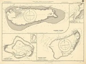 Captain Prints: Seychelles Cosmoledo Aldabra Farquhar Atolls ADMIRALTY sea chart 1879 (1954) map