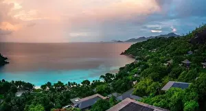 Seychelles Mahe Island drone beach view of Anse Petit